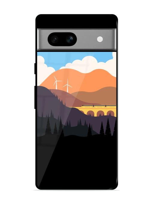 Minimal Mountain Vector Glossy Metal Phone Cover for Google Pixel 7A Zapvi