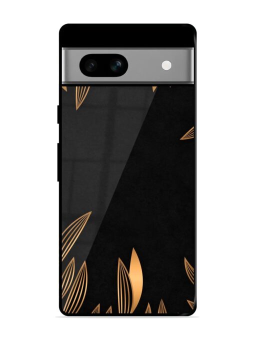 Golden Leaf Pattern Glossy Metal Phone Cover for Google Pixel 7A Zapvi