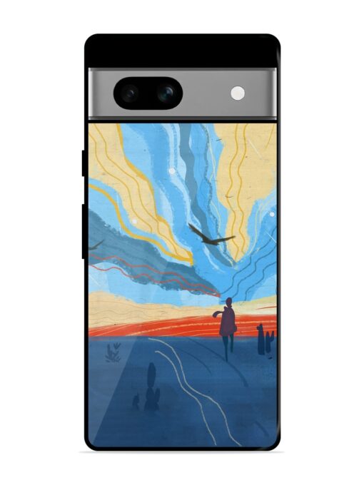 Minimal Abstract Landscape Glossy Metal Phone Cover for Google Pixel 7A Zapvi