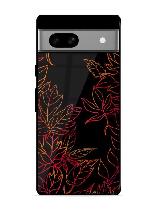 Red Floral Pattern Glossy Metal Phone Cover for Google Pixel 7A Zapvi