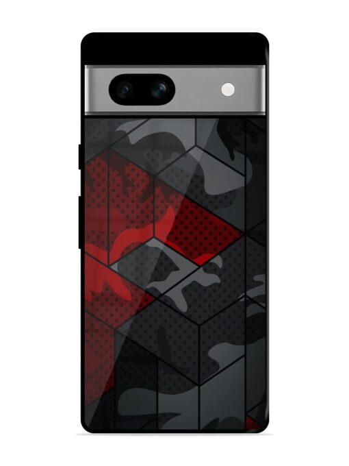 Red And Grey Pattern Glossy Metal Phone Cover for Google Pixel 7A Zapvi