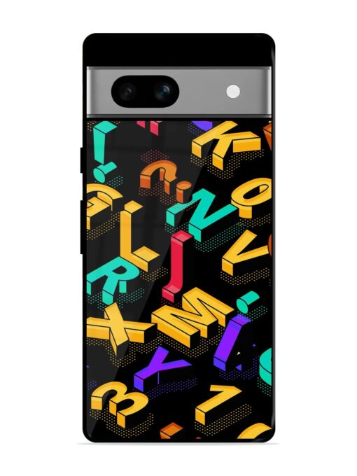 Seamless Pattern With Letters Glossy Metal Phone Cover for Google Pixel 7A Zapvi