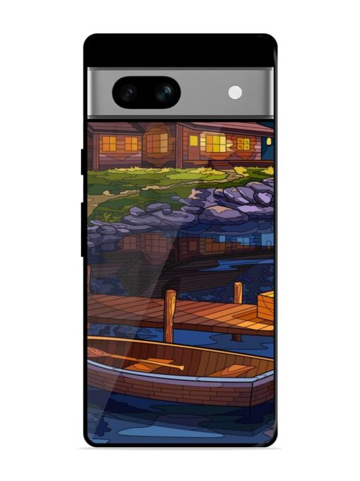 Village Night Scene Glossy Metal Phone Cover for Google Pixel 7A