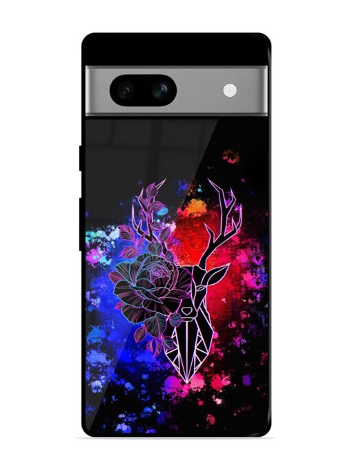 Floral Deer Art Glossy Metal Phone Cover for Google Pixel 7A Zapvi