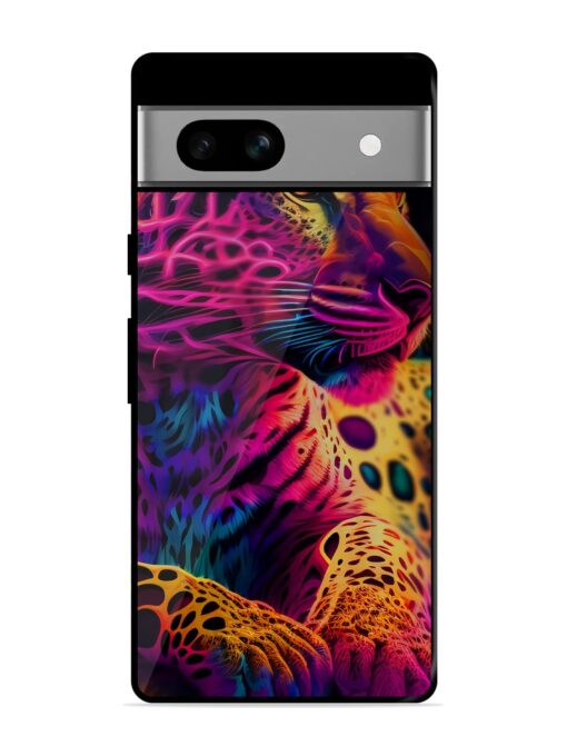 Leopard Art Glossy Metal Phone Cover for Google Pixel 7A Zapvi