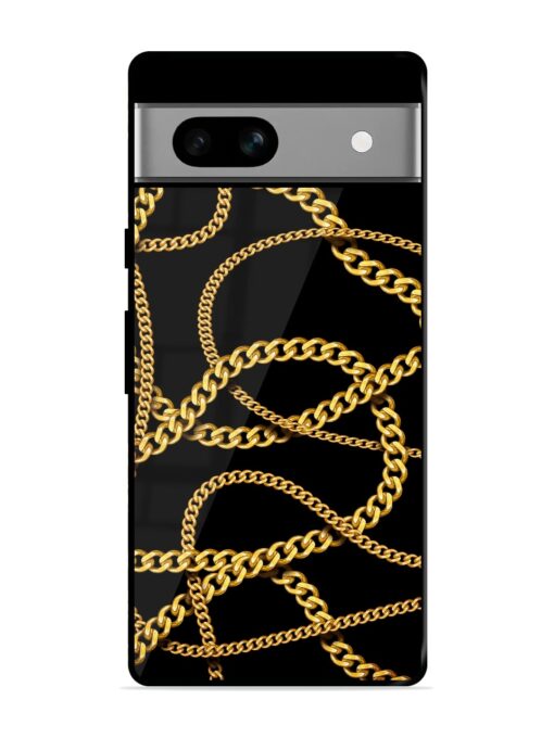 Decorative Golde Chain Glossy Metal Phone Cover for Google Pixel 7A Zapvi