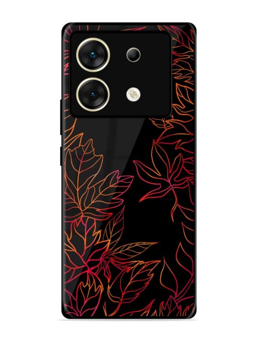 Red Floral Pattern Glossy Metal Phone Cover for Infinix Zero 30 (5G)