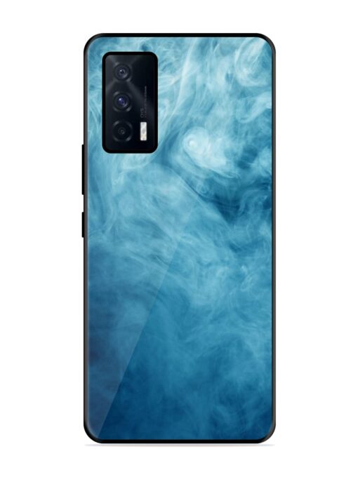 Blue Smoke Art Glossy Metal Phone Cover for Iqoo 7 (5G) Zapvi