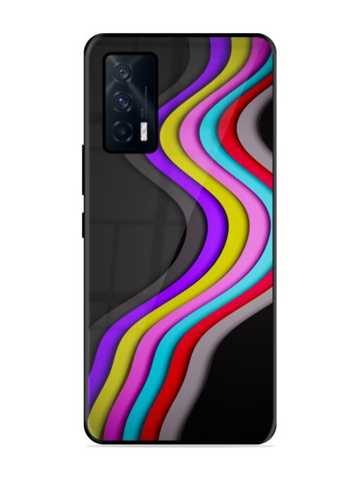 Liquid Blue Abstract Glossy Metal Phone Cover for Iqoo 7 (5G)