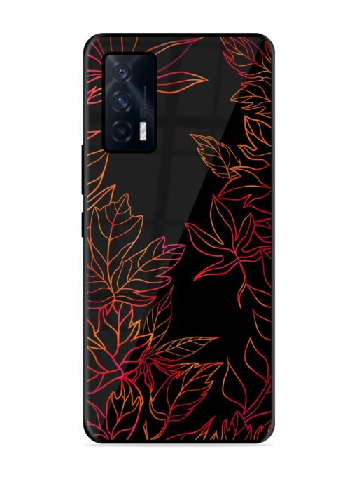 Red Floral Pattern Glossy Metal Phone Cover for Iqoo 7 (5G)