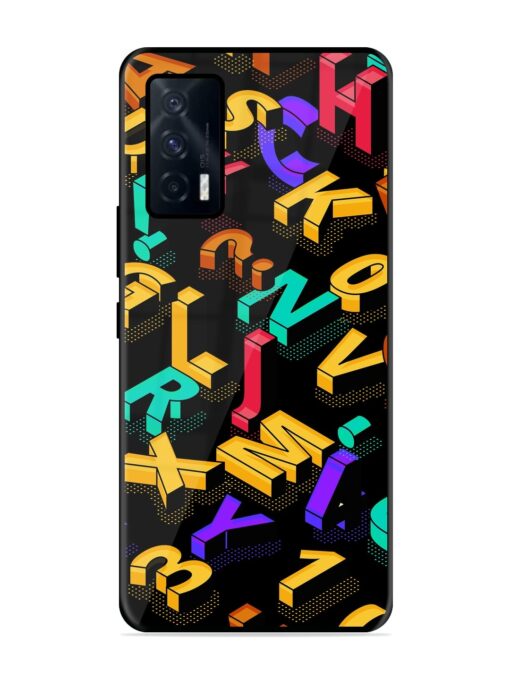 Seamless Pattern With Letters Glossy Metal Phone Cover for Iqoo 7 (5G)