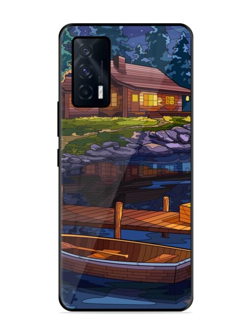 Village Night Scene Glossy Metal Phone Cover for Iqoo 7 (5G) Zapvi