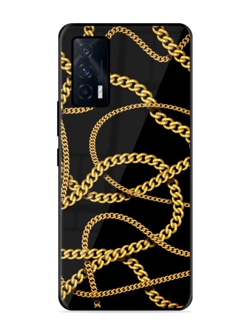 Decorative Golde Chain Glossy Metal Phone Cover for Iqoo 7 (5G) Zapvi