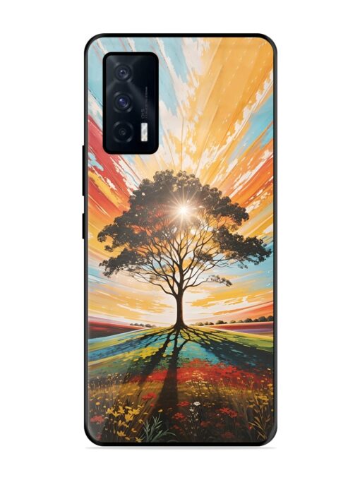 Abstract Tree Colorful Art Glossy Metal Phone Cover for Iqoo 7 (5G) Zapvi