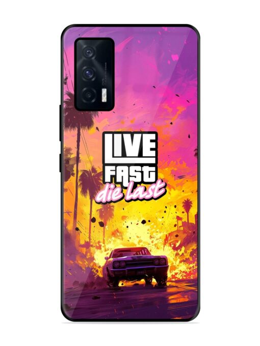 Live Fast Glossy Metal Phone Cover for Iqoo 7 (5G) Zapvi