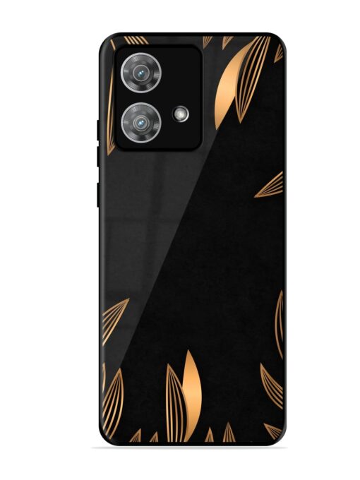 Golden Leaf Pattern Glossy Metal Phone Cover for Motorola Moto Edge 40 Neo Zapvi