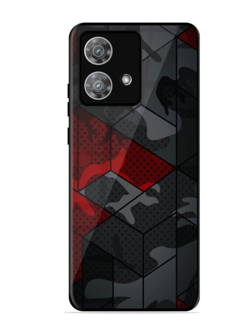 Red And Grey Pattern Glossy Metal Phone Cover for Motorola Moto Edge 40 Neo Zapvi