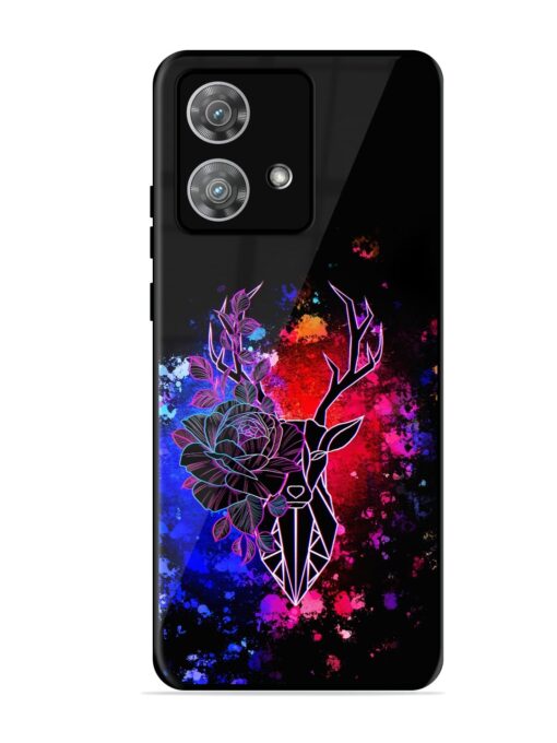 Floral Deer Art Glossy Metal Phone Cover for Motorola Moto Edge 40 Neo Zapvi