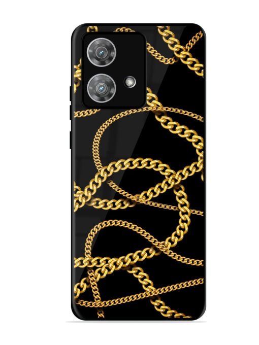 Decorative Golde Chain Glossy Metal Phone Cover for Motorola Moto Edge 40 Neo Zapvi