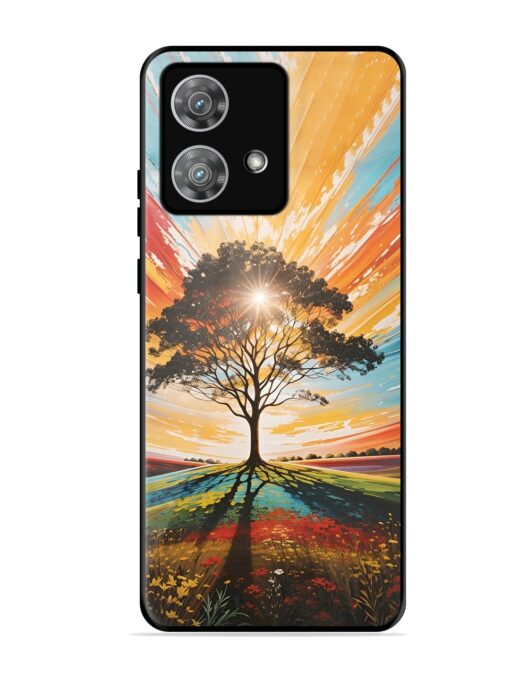 Abstract Tree Colorful Art Glossy Metal Phone Cover for Motorola Moto Edge 40 Neo Zapvi