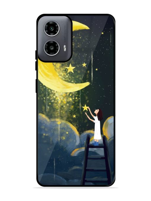 Moonlight Healing Night Illustration Glossy Metal TPU Phone Cover for Motorola Moto G54 (5G) Zapvi