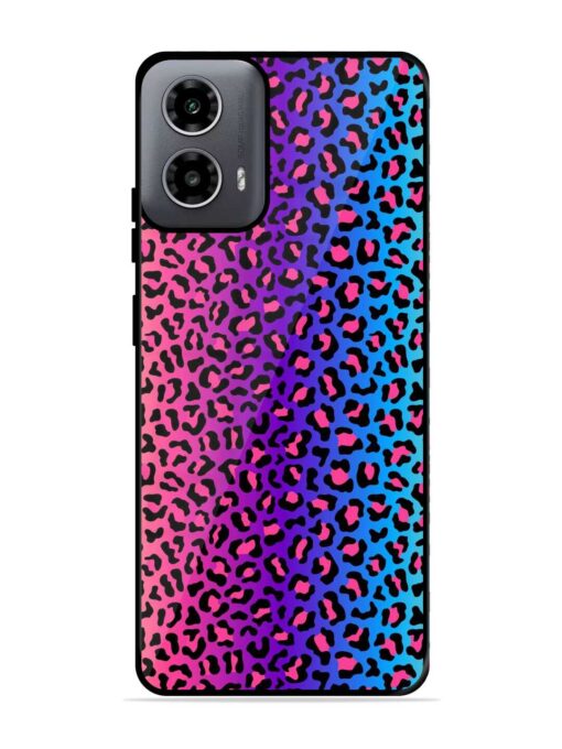 Colorful Leopard Seamless Glossy Metal Phone Cover for Motorola Moto G54 (5G) Zapvi