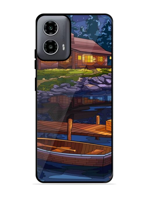 Village Night Scene Glossy Metal Phone Cover for Motorola Moto G54 (5G) Zapvi