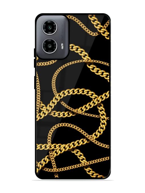 Decorative Golde Chain Glossy Metal Phone Cover for Motorola Moto G54 (5G) Zapvi