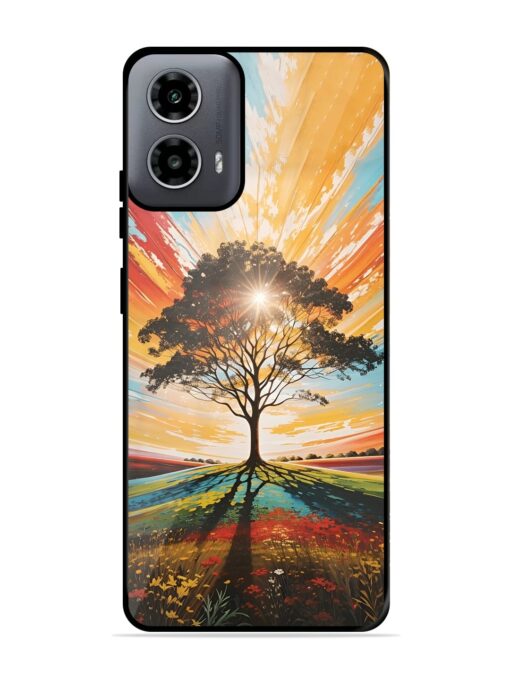 Abstract Tree Colorful Art Glossy Metal Phone Cover for Motorola Moto G54 (5G) Zapvi