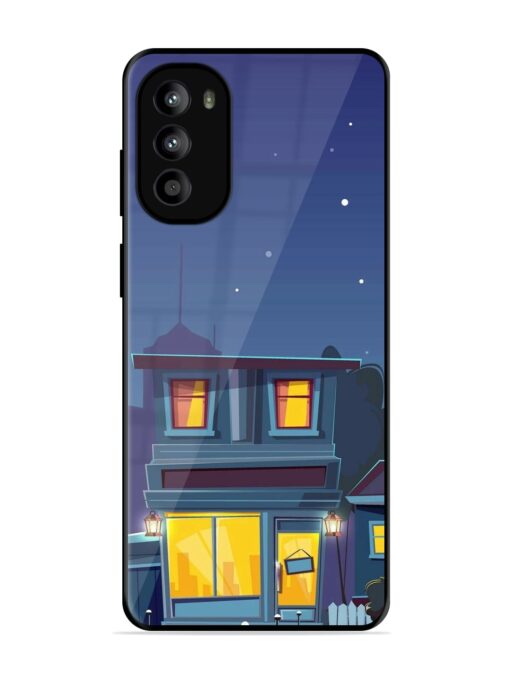 Vector Night House Glossy Metal Phone Cover for Motorola Moto G62 (5G) Zapvi