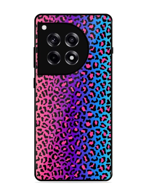 Colorful Leopard Seamless Glossy Metal Phone Cover for Oneplus 12R (5G) Zapvi