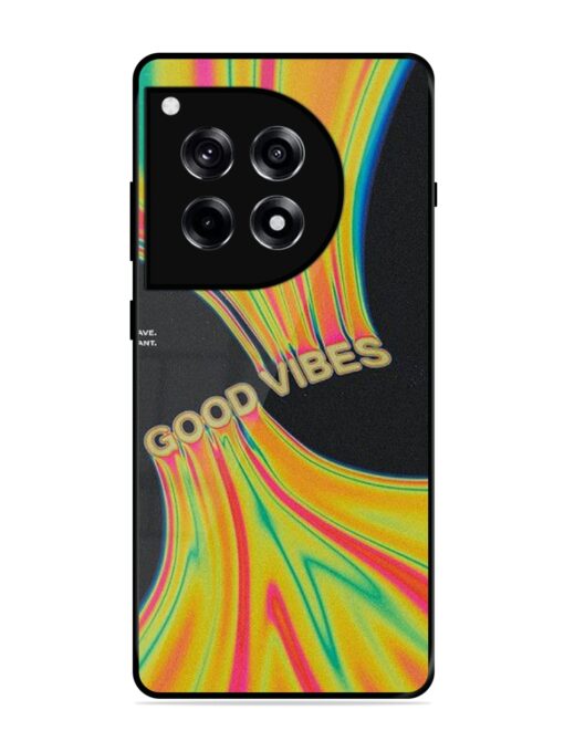 Good Vibes Glossy Metal Phone Cover for Oneplus 12R (5G) Zapvi