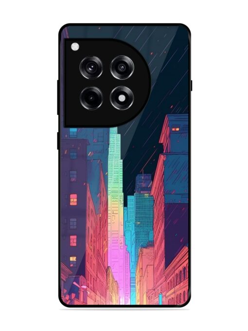 Minimal City Art Glossy Metal Phone Cover for Oneplus 12R (5G)