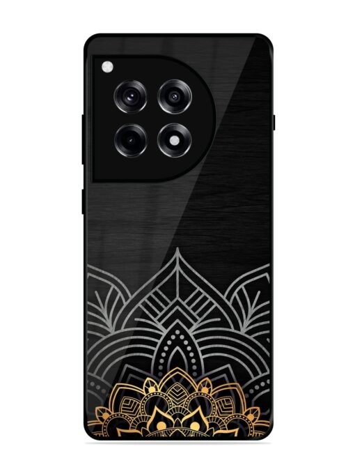 Decorative Golden Pattern Glossy Metal Phone Cover for Oneplus 12R (5G) Zapvi