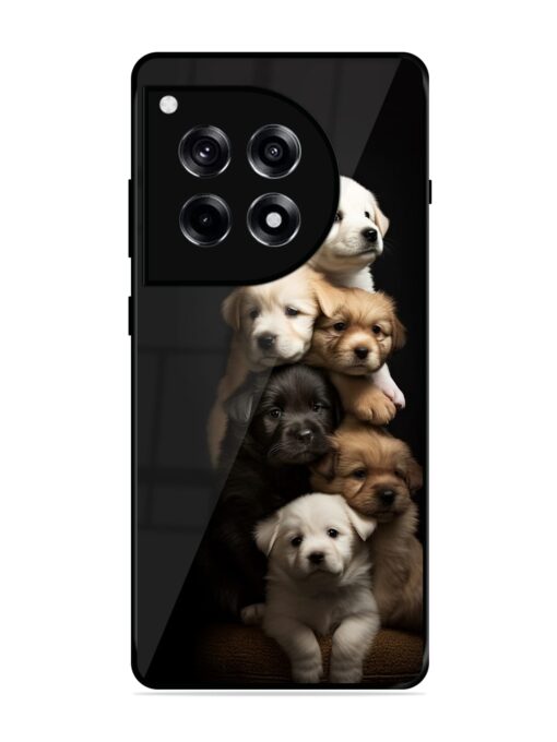 Cute Baby Dogs Glossy Metal Phone Cover for Oneplus 12R (5G) Zapvi