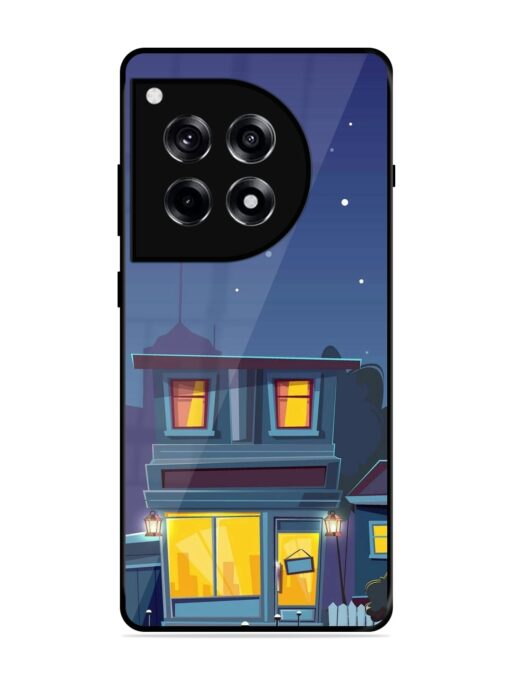 Vector Night House Glossy Metal Phone Cover for Oneplus 12R (5G) Zapvi