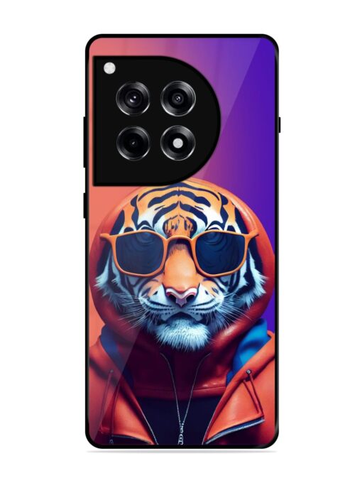 Tiger Animation Glossy Metal Phone Cover for Oneplus 12R (5G) Zapvi