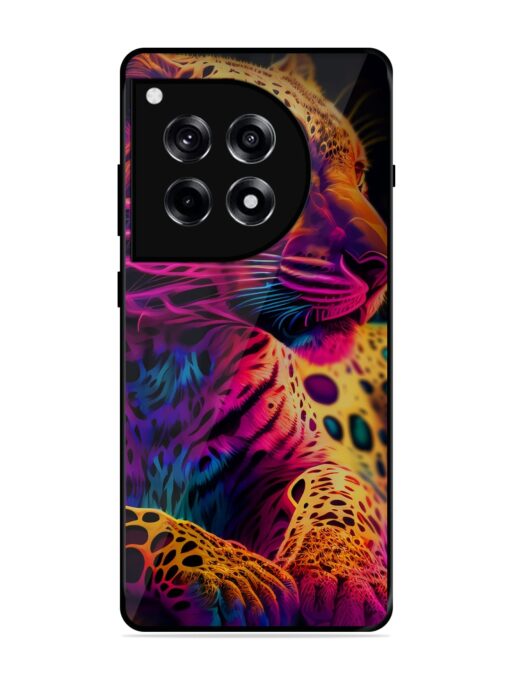 Leopard Art Glossy Metal Phone Cover for Oneplus 12R (5G)