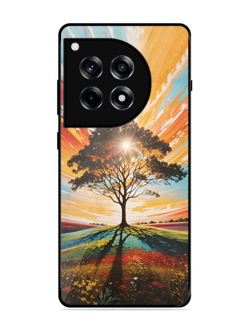 Abstract Tree Colorful Art Glossy Metal Phone Cover for Oneplus 12R (5G)