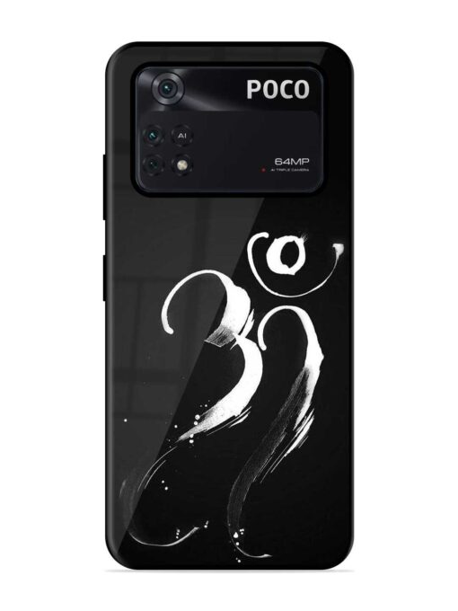 Om Logo Glossy Metal Phone Cover for Poco M4 Pro (4G)