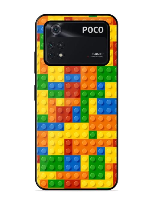 Building Blocks Glossy Metal TPU Phone Cover for Poco M4 Pro (4G) Zapvi