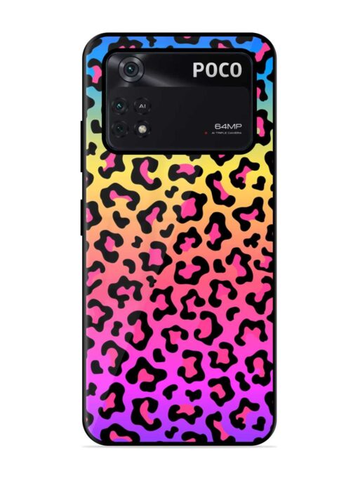 Neon Rainbow Colored Glossy Metal Phone Cover for Poco M4 Pro (4G)