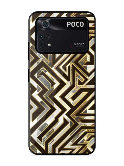 Technology Geometric Seamless Glossy Metal Phone Cover for Poco M4 Pro (4G)