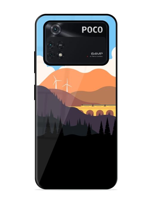 Minimal Mountain Vector Glossy Metal Phone Cover for Poco M4 Pro (4G) Zapvi