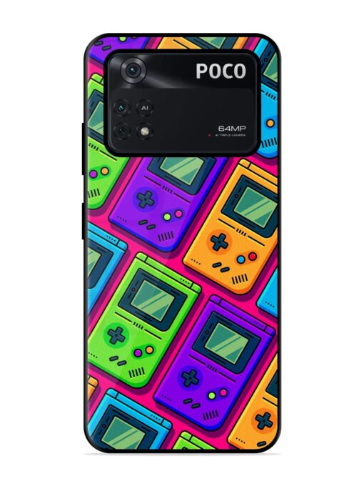 Game Seamless Pattern Glossy Metal Phone Cover for Poco M4 Pro (4G) Zapvi