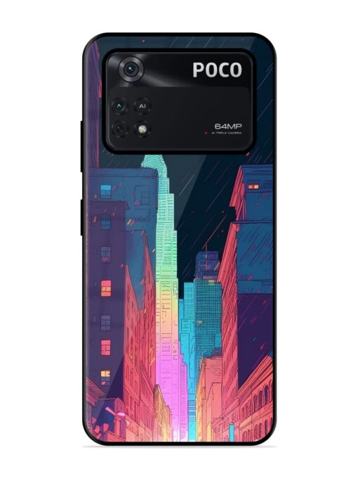 Minimal City Art Glossy Metal Phone Cover for Poco M4 Pro (4G) Zapvi