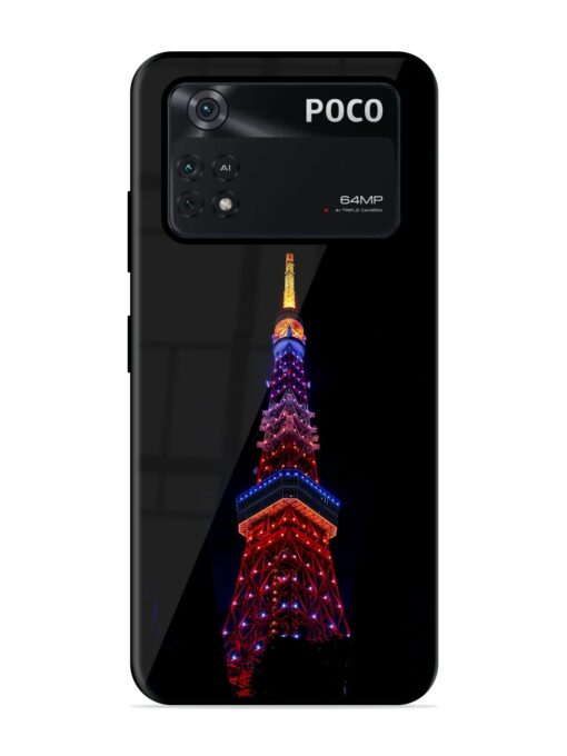 Eiffel Tower Night View Glossy Metal Phone Cover for Poco M4 Pro (4G) Zapvi