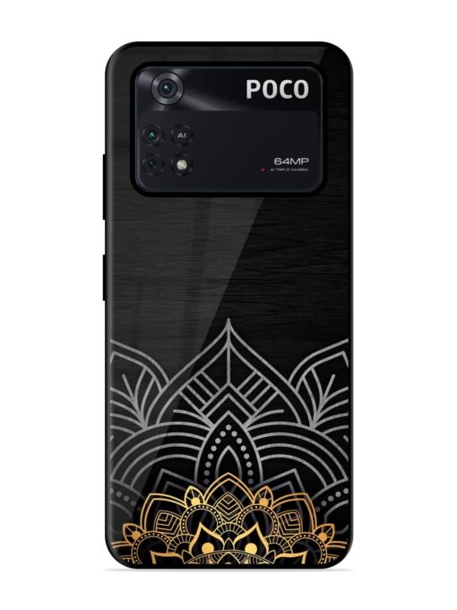 Decorative Golden Pattern Glossy Metal Phone Cover for Poco M4 Pro (4G) Zapvi