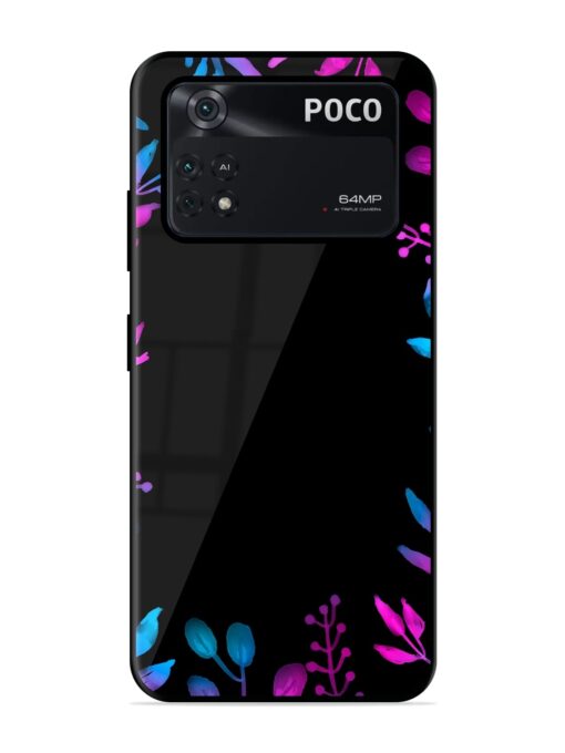 Flower Pattern Watercolor Glossy Metal Phone Cover for Poco M4 Pro (4G)