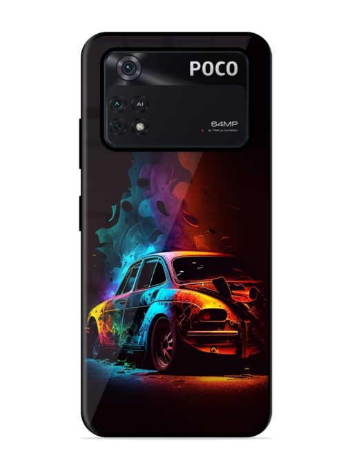 High Classic Car Art Glossy Metal Phone Cover for Poco M4 Pro (4G) Zapvi